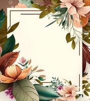 space frame for text with floral elements. background for greeting card, photo