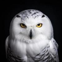 owl head, detailed photo with staring face, generate ai