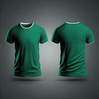 Plain green t-shirt mockup template. front and back view. photo