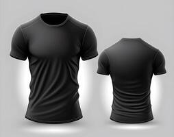 Plain black t-shirt mockup template. front and back view. photo