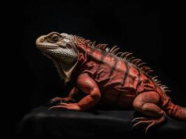 Detailed portrait of red iguana, photo