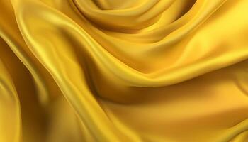 realistic wavy abstract background, delicate and elegant yellow silk cloth, photo