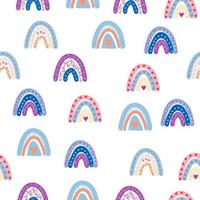 Seamless pattern graceful rainbows in boho colors. Scandinavian baby hand style for newborns. vector