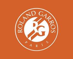 Roland Garros Tennis Symbol White French Open Tournament Logo Champion Design Vector Abstract Illustration With Orange Background