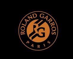 Roland Garros Tournament Tennis Symbol Orange French Open Logo Champion Design Vector Abstract Illustration With Black Background