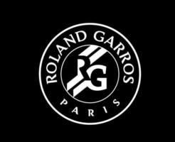 Roland Garros Tournament Symbol White French Open Tennis Logo Champion Design Vector Abstract Illustration With Black Background