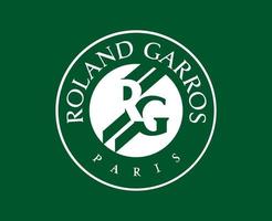 Roland Garros Tennis Symbol White French Open Tournament Logo Champion Design Vector Abstract Illustration With Green Background