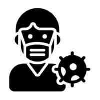 Man avatar wearing medical mask, vector design in trendy style