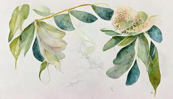 Elegant hand drawing eucalyptus leaves pattern. photo