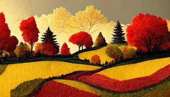 Paper style autumnal landscape. photo