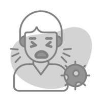 estornudos hombre avatar con coronavirus símbolo denotando concepto de enfermo hombre vector