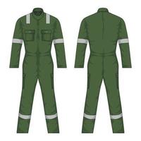 frente y espalda ver de Ejército verde ropa de trabajo Bosquejo vector