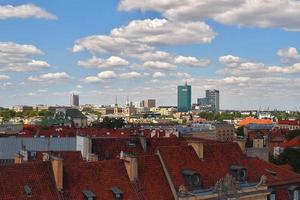 A view from above of the Warsaw old city and the surrounding buildings on a summer  day photo