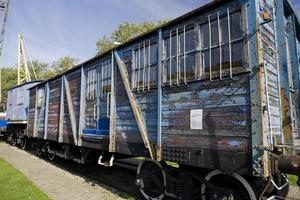 beautiful old destroyed historic railway standing in the museum photo