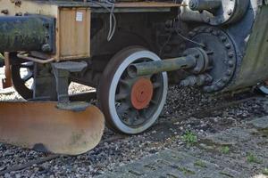 beautiful old destroyed historic railway standing in the museum photo