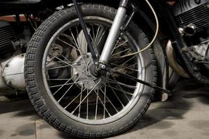 original old vintage retro vintage motorbikes standing in the museum photo