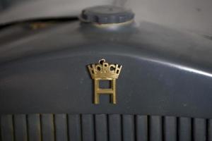 old vintage metal details car in the museum close-up photo