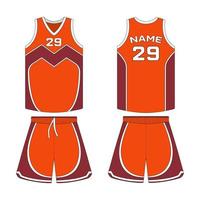 naranja color baloncesto uniforme modelo frente y espalda ver vector