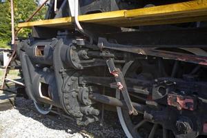 beautiful old destroyed historic railway standing in the museum photo