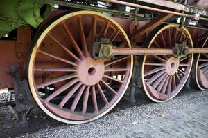 beautiful old destroyed historic railway standing in the museum photo