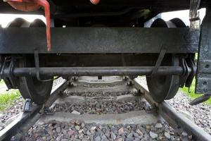 beautiful old destroyed historic railway standing in the museum photo