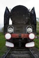 beautiful old destroyed historic railway standing in the museum photo