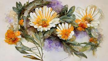 Beautiful chrysanthemum background and frame design. photo