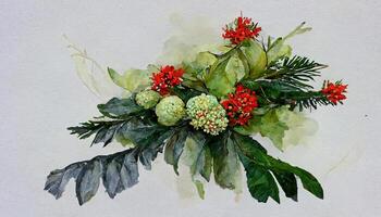 christmas background with poinsettia and red bow. photo