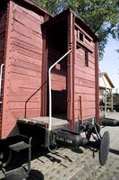 beautiful old destroyed historic railway standing in the museum photo