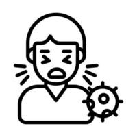 Sneezing Man avatar with coronavirus symbol denoting concept of sick Man vector