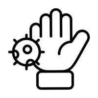 mano con coronavirus concepto de corona cuidado vector, prima icono vector