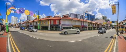 Street scene from downtown Singapre during daytime in summer photo