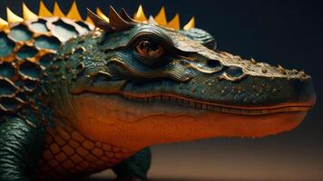 Crocodile head close-up. 3d render. photo