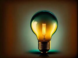 A colorful Light bulb. 3d idea bulb lamp, visualization of brainstorming, bright idea and creative thinking, generative ai photo