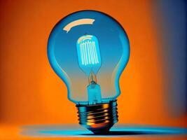 A colorful Light bulb. 3d idea bulb lamp, visualization of brainstorming, bright idea and creative thinking, photo