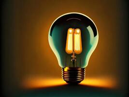 A colorful Light bulb. 3d idea bulb lamp, visualization of brainstorming, bright idea and creative thinking, photo