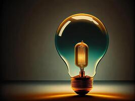 A colorful Light bulb. 3d idea bulb lamp, visualization of brainstorming, bright idea and creative thinking, photo