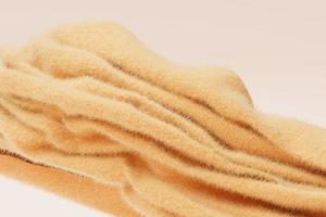 Beige fluffy fabric fabric, scarf in the wind, isolated dynamic cashmere fabric, fly fabric 3d rendering photo