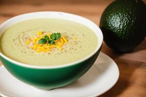 Pumpkin soup with cream and parsley. Creamy tomato soup. Chicken noodle soup. photo