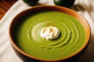 Pumpkin soup with cream and parsley. Creamy tomato soup. Chicken noodle soup. photo