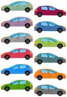 Set of multicolored car. Isolated vector illustration.