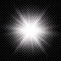 Light effect of lens flare. White glowing light explodes with starburst effects and sparkles vector