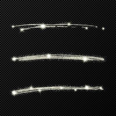 Abstract shiny confetti glittering waves. Set of three hand drawn brush silver strokes