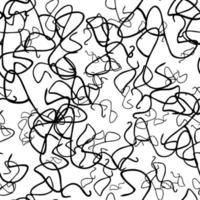 Seamless pattern with black sketch hand drawn squiggle shape on white background. Abstract grunge texture. Vector illustration