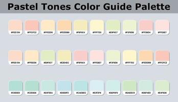 Set Of Pastel Tones Color Palette Catalog Sample With RGB HEX Codes Isolated In Groups For Ui Design, Fashion, Interior And Website Designing. Vector Graphics