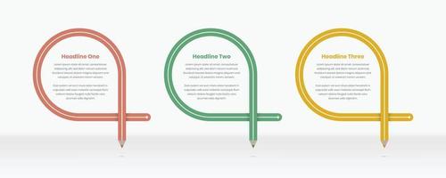 Infographic text presentation on curved colored pencil shape vector