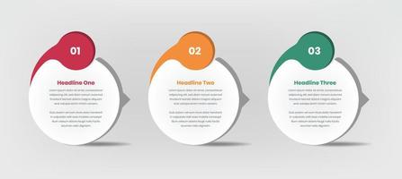 Three steps modern infographic data presentation in abstract oval shape vector