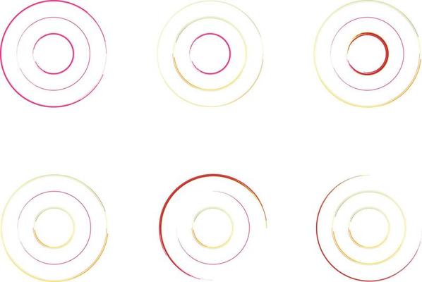 Set Of 6 Geometric Shapes Made With Colored Lines