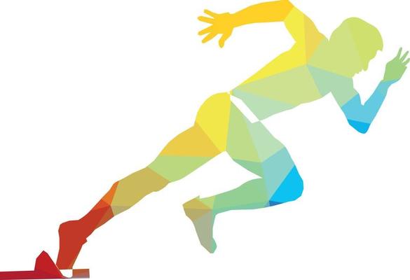 Silhouette Of An Athlete Starting A Race