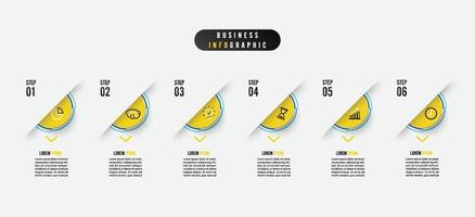 Business infographic element with 6 options, steps, number vector template design